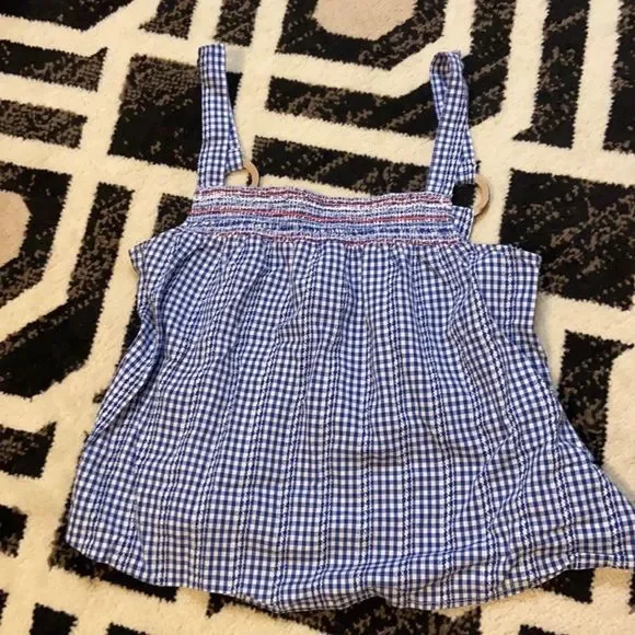 Altar’d state blue and white gingham picnic blouse - Picture 3 of 9